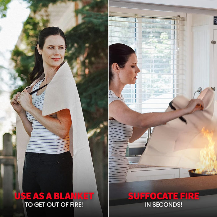 Emergency Fire Blanket - 2 Pack - Fire Suppression Blanket for Kitchen, 40” X 40”, for Home, Fiberglass Fire Blanket.