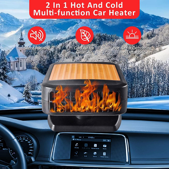 Car Heater, 12V 200W 2 in 1 Fast Heating & Cooling, Fan Coolers for Vehicles, Auto Plugs into Cigarette Lighter, Defogger Defroster, Camping Automobile Winter Demister (Orang Black)