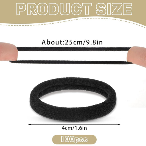 100PCS Black Hair Ties, Seamless Hair Ties No Damage Ponytail Holders Elastics Hair Accessories for Women Girls