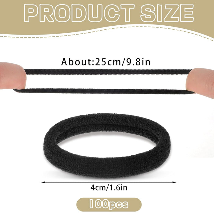 100PCS Black Hair Ties, Seamless Hair Ties No Damage Ponytail Holders Elastics Hair Accessories for Women Girls