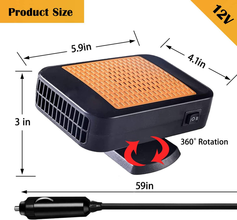 Car Heater, 12V 200W 2 in 1 Fast Heating & Cooling, Fan Coolers for Vehicles, Auto Plugs into Cigarette Lighter, Defogger Defroster, Camping Automobile Winter Demister (Orang Black)