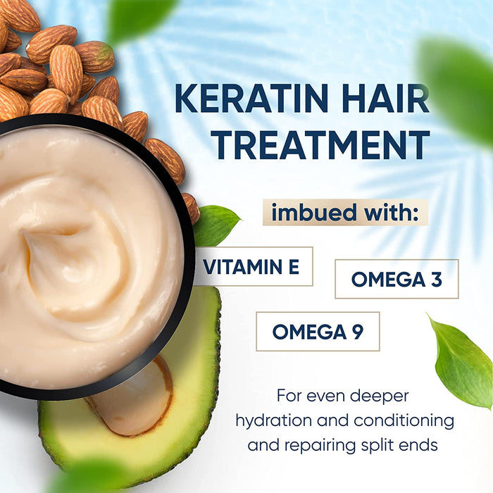 Deep Conditioning Hair Mask - Keratin Hair Treatment - Deep Conditioner for Dry Damaged Hair - Keratin Hair Mask - All Hair Types - Vitamin E, Omega 3, 9