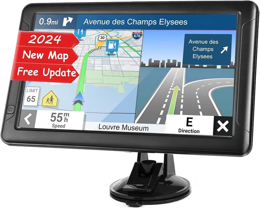 GPS Navigation for Car Truck - Navigation System 9 Inchs Touchscreen Navigator with 2024 US/CA/MX Maps, Free Lifetime Map Updates, Voice Broadcast, Speed Camera Warning, Vehicle