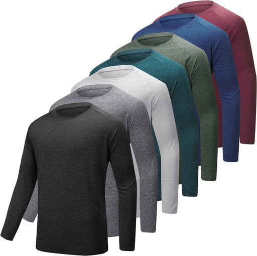 4-7 Pack Long Sleeve Shirts for Men Quick Dry Moisture Wicking Mens Long Sleeve Tee Shirts Workout T Shirts