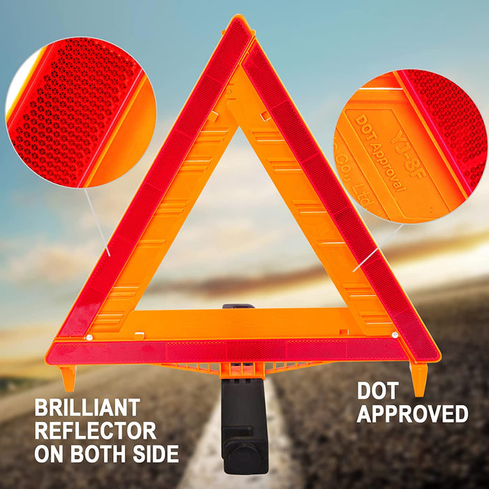 3 Pack Warning Triangle DOT Approved Identical to United States FMVSS 571 125 Reflective Warning Road Safety Triangle Kit