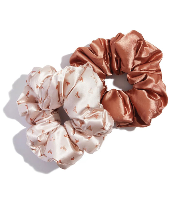 Terracotta Satin Hair Scrunchies for Women - Softer than Silk, No Damage, Silk Ponytail Holders, 5 Count