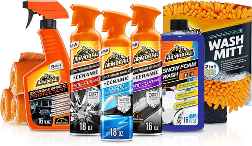 Premier Car Care Kit, Includes Car Wax & Wash Kit, Glass Cleaner, Car Air Freshener, Tire & Wheel Cleaner (8 Piece Kit)