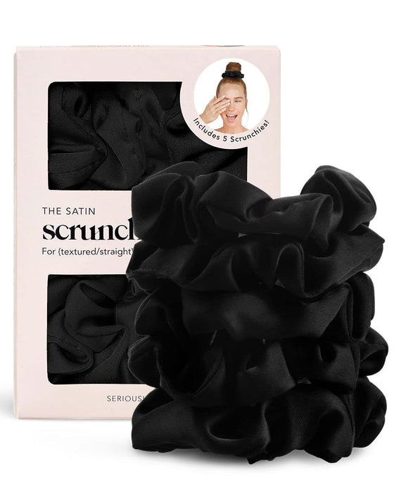 Terracotta Satin Hair Scrunchies for Women - Softer than Silk, No Damage, Silk Ponytail Holders, 5 Count