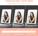 LED Foldable Travel Makeup Mirror - 5X7 Inches 3 Colors Light Modes USB Rechargeable Touch Screen, Portable Tabletop Cosmetic Mirror for Travel, Cosmetic, Office (Black)