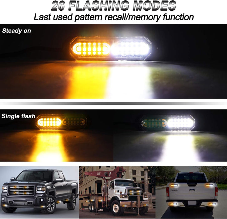 "Ultra Slim 12-LED Sync Feature Strobe Lights for Truck Car Vehicle - Emergency Beacon Hazard Warning Lights"