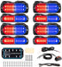 "Ultra Slim LED Emergency Strobe Lights - 8-Pcs Sync Feature for Trucks, Vehicles, Construction - Amber/White"