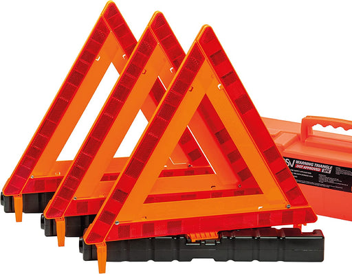 Warning Triangles, Safety Triangles DOT Approved, Plastic, 3 Pack, Reflective Triangles with Heavy Base, FMVSS 571.125 &Carrying Case Included