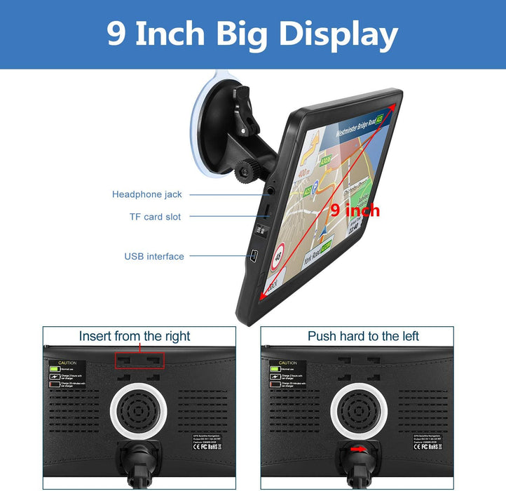 GPS Navigation for Car Truck - Navigation System 9 Inchs Touchscreen Navigator with 2024 US/CA/MX Maps, Free Lifetime Map Updates, Voice Broadcast, Speed Camera Warning, Vehicle