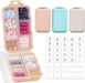 3 Pack, 14 GRIDS Travel Pill Organizer Box with Labels - Travel Medicine Case Kit - Pocket Daily Pharmacy Container - Travel Medication Holder Dispenser for Fish Oil Vitamin Supplement Storage