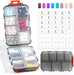 3 Pack, 14 GRIDS Travel Pill Organizer Box with Labels - Travel Medicine Case Kit - Pocket Daily Pharmacy Container - Travel Medication Holder Dispenser for Fish Oil Vitamin Supplement Storage