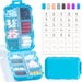 3 Pack, 14 GRIDS Travel Pill Organizer Box with Labels - Travel Medicine Case Kit - Pocket Daily Pharmacy Container - Travel Medication Holder Dispenser for Fish Oil Vitamin Supplement Storage