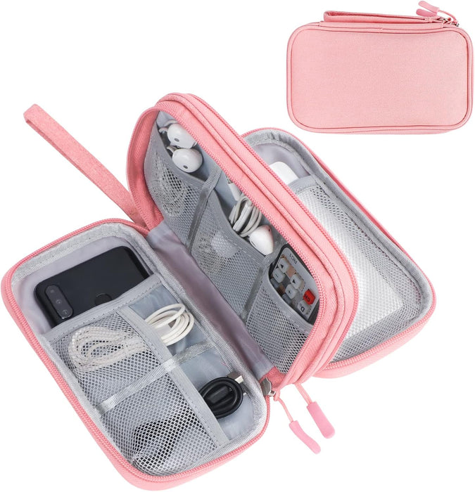 Travel Cable Organizer Pouch Electronic Accessories Carry Case Portable Waterproof Double Layers All-In-One Storage Bag for Cord, Charger, Phone, Earphone Black