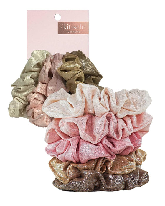 Terracotta Satin Hair Scrunchies for Women - Softer than Silk, No Damage, Silk Ponytail Holders, 5 Count