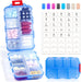 3 Pack, 14 GRIDS Travel Pill Organizer Box with Labels - Travel Medicine Case Kit - Pocket Daily Pharmacy Container - Travel Medication Holder Dispenser for Fish Oil Vitamin Supplement Storage