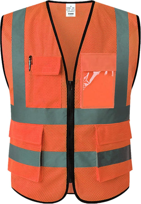 Multiple Pockets Class 2 High Visibility Reflective Safety Vest Men Women Work Construction Vest Meets ANSI Standards