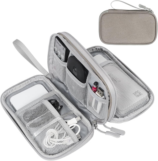 Travel Cable Organizer Pouch Electronic Accessories Carry Case Portable Waterproof Double Layers All-In-One Storage Bag for Cord, Charger, Phone, Earphone Black