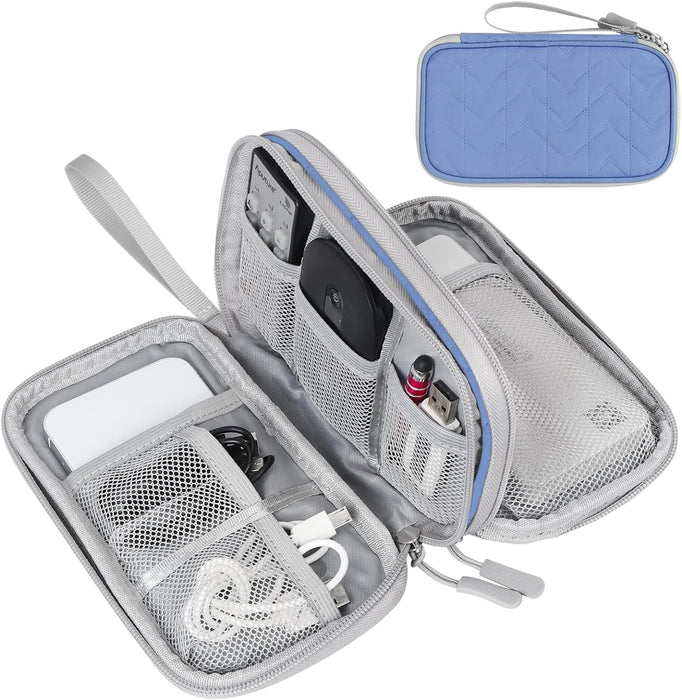 Travel Cable Organizer Pouch Electronic Accessories Carry Case Portable Waterproof Double Layers All-In-One Storage Bag for Cord, Charger, Phone, Earphone Black