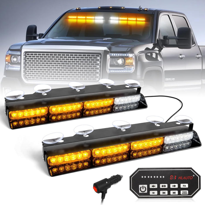 "Emergency Dash Strobe Lights: 2X16.8 Inch Amber White Security Light Bar with Controller"