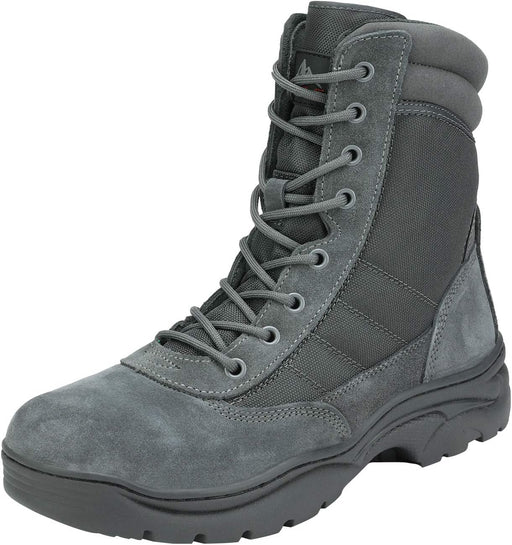 "Men's Military Tactical Side Zip Leather Combat Boots by "