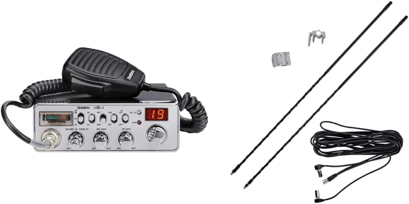 PC68LTX 40-Channel CB Radio with PA/CB Switch, RF Gain and Mic Gain Control, Analog S/RF Meter, Instant Channel 9, Automatic Noise Limiter, and Hi-Cut Switch,Silver