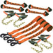 8-Point Roll Back Vehicle Tie down Kit with Chain Tails on Both Ends - Set of 4 - Proseries