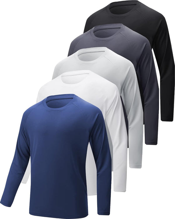 4-7 Pack Long Sleeve Shirts for Men Quick Dry Moisture Wicking Mens Long Sleeve Tee Shirts Workout T Shirts