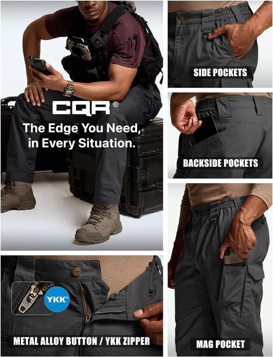 Men'S Tactical Pants, Water Resistant Ripstop Cargo Pants, Lightweight EDC Work Hiking Pants, Outdoor Apparel