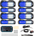 "Ultra Slim LED Emergency Strobe Lights - 8-Pcs Sync Feature for Trucks, Vehicles, Construction - Amber/White"