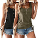 Womens Tank Tops, 2 Pack Summer Tank Tops for Women 2024, Sleeveless U Neck Loose Button Casual Henley Tops Shirts