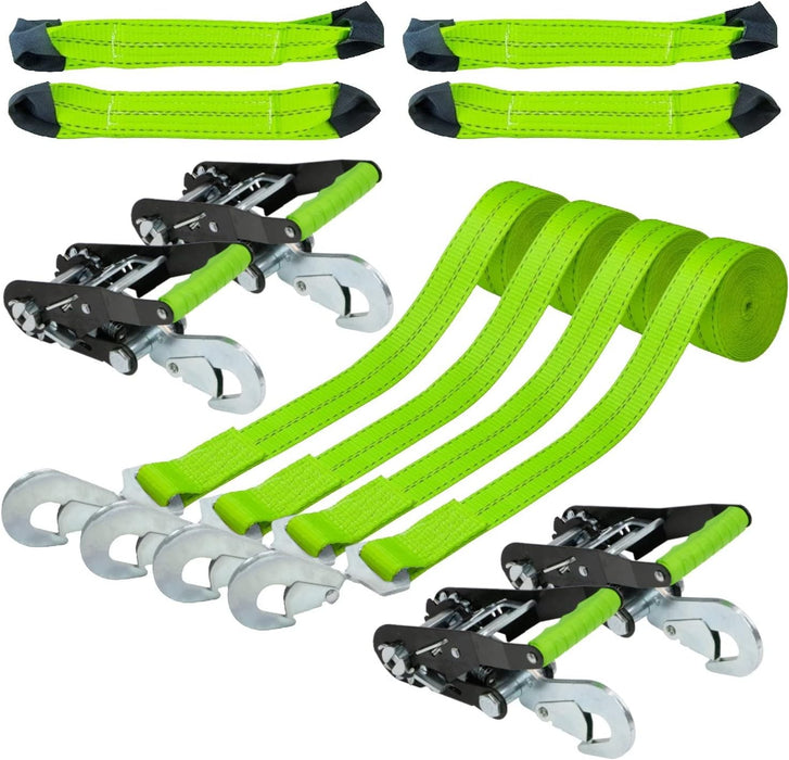 8-Point Roll Back Vehicle Tie down Kit with Chain Tails on Both Ends - Set of 4 - Proseries