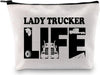 Lady Trucker Makeup Bag Lady Trucker Life Truck Driving Gifts Womens Female Truck Driver Zipper Pouch (LADY TRUCKER LIFE)