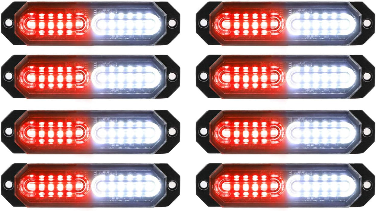 "Ultra Slim 12-LED Sync Feature Strobe Lights for Truck Car Vehicle - Emergency Beacon Hazard Warning Lights"