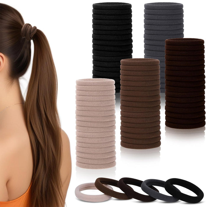 100PCS Black Hair Ties, Seamless Hair Ties No Damage Ponytail Holders Elastics Hair Accessories for Women Girls