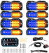 "Ultra Slim LED Emergency Strobe Lights - 8-Pcs Sync Feature for Trucks, Vehicles, Construction - Amber/White"