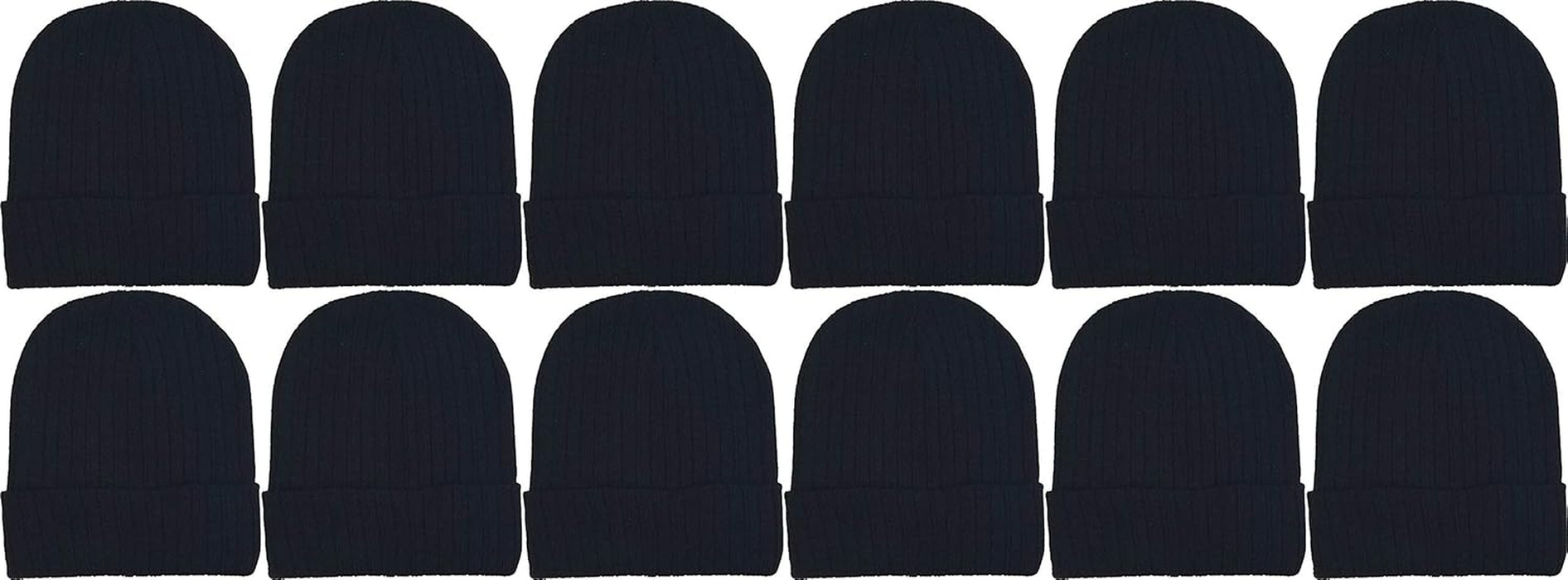 12 Pack Winter Beanie Hats for Men Women, Warm Cozy Knitted Cuffed Skull Cap, Wholesale