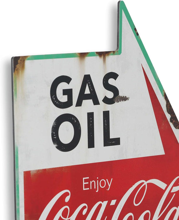 Coca-Cola Auto Shop Metal Sign - Gas, Oil, Auto Repairs Distressed Metal Wall Decor for Garage, Car Shop, or Man Cave