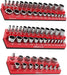 Magnetic Socket Organizers | 3 Piece Set Socket Holder Kit | 1/2-Inch, 3/8-Inch, & 1/4-Inch Drive | SAE Red | Holds 68 Sockets | Professional Quality Tools Organizer Part 1150