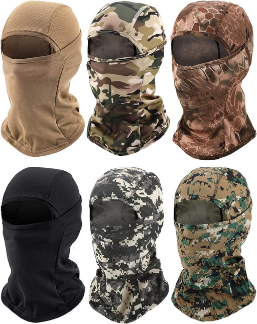 6 Pieces Balaclava Face Mask Motorcycle Windproof Camouflage Fishing Face Cover UV Protection