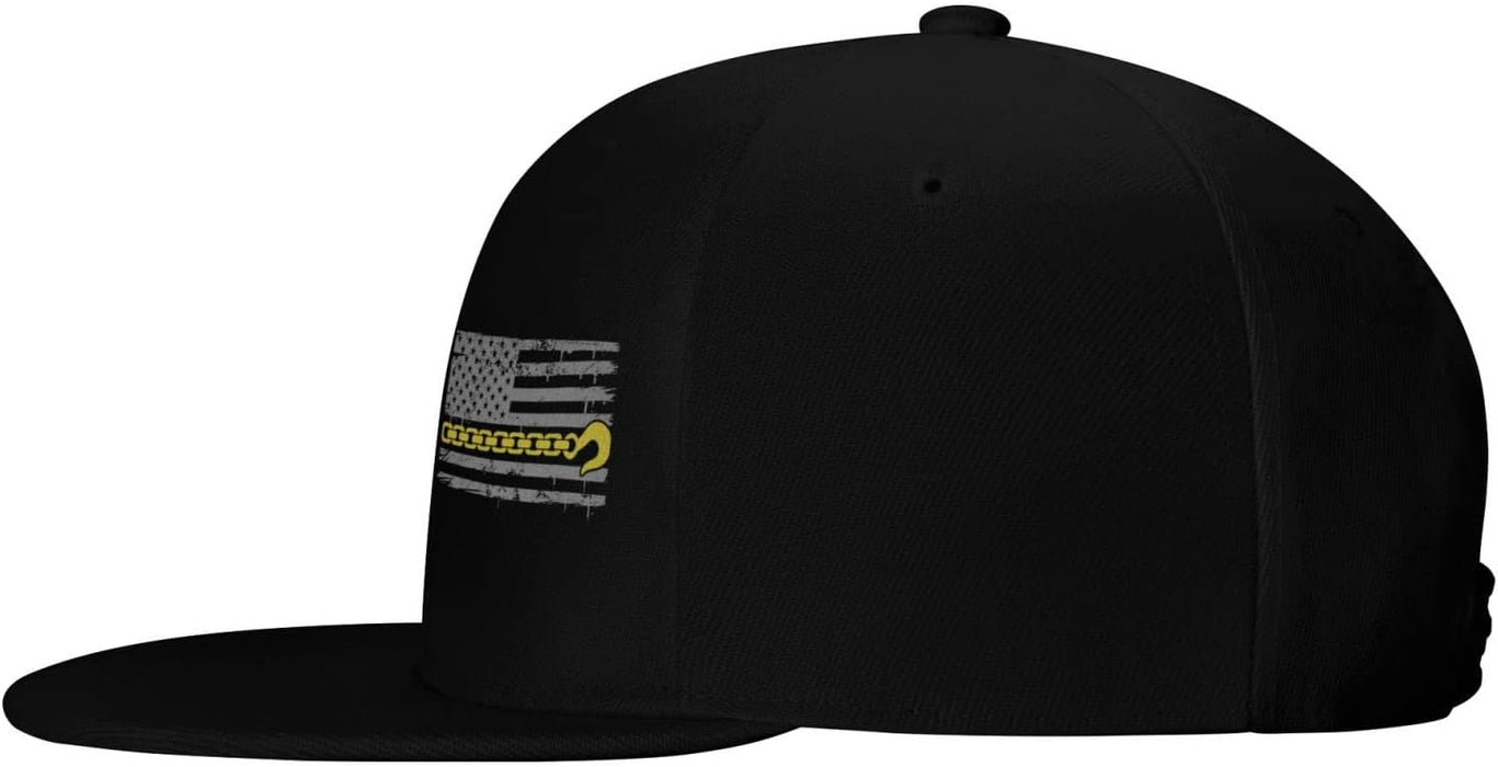 USA Thin Yellow Line Flag Tow Truck Driver Vintage Hats for Men and Women Flat Bill Baseball Cap Adult Adjustable Trucker