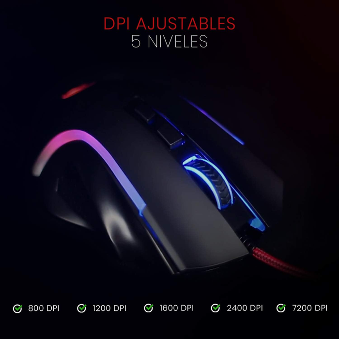 M602 RGB Wired Gaming Mouse RGB Spectrum Backlit Ergonomic Mouse Griffin Programmable with 7 Backlight Modes up to 7200 DPI for Windows PC Gamers (Black)