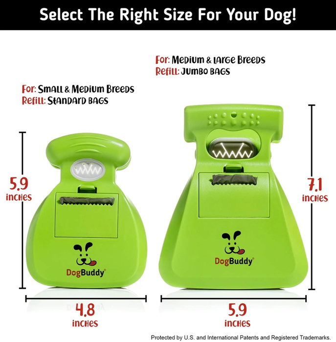 Portable Pooper Scooper with Bag Attachment, Leash Clip and Bags - for Small and Large Dogs (Medium, Kiwi)