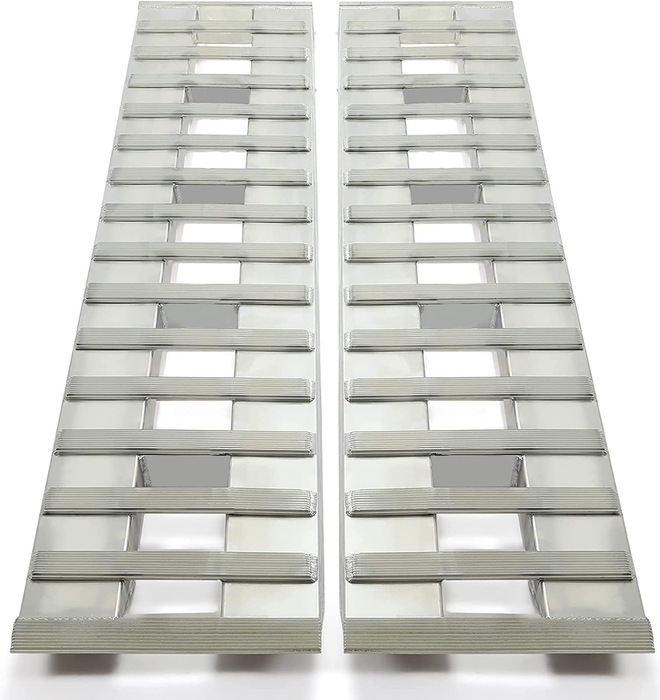 80" X 15" X 2.3" Ramps Aluminum 6000 LBS Silver Truck Trailer Hook End Knife Foot 1 Pair 2 Ramps