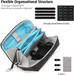 Electronics Organizer Travel Case, Water Resistant Tech Pouch Cable Organizer Bag for Electronics Accessories, Large Cable Storage Bag Carrying Case for Cable, Cord, Charger, Phone, Travel Friendly