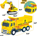 2 Pack Construction Toy Trucks - 1:12 SCALE Dump Truck + Excavator Truck with Lights and Sounds, Push and Go Realistic Big Truck Toy, Construction Vehicle Excavator Toy for Boys Ages 3, 4, 5, 6, 7, 8+