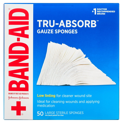 Band Aid Brand First Aid Tru-Absorb Gauze Sponges, 4 in X 4 In, 50Ct